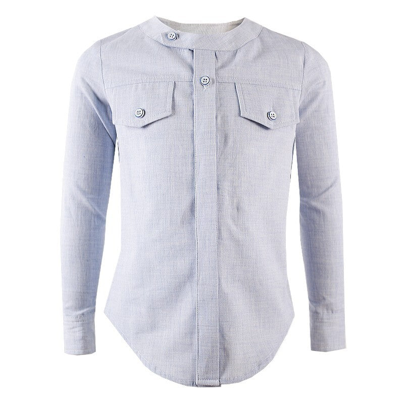 Boys Linen Cotton Long Sleeve Shirt Casual & Versatile Top for Ages 4-14 Years