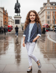 Girls Cream Cotton Blazer Short Casual Jacket top for all seasons kids top 6–12Y