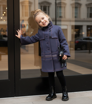 Girls High-Neck Autumn Winter Coat Two Fabric Options Ages 3-10Y clearance sale