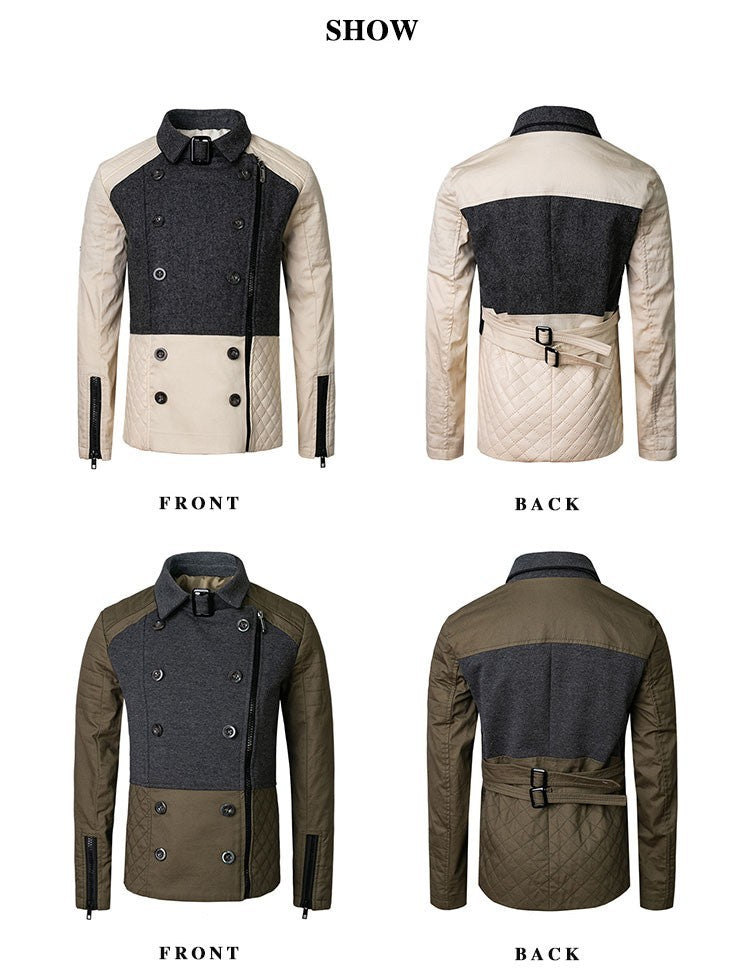 Girls Color Block short Trench Coat 4-12Y beige & Dark Gray autumn jacket kids