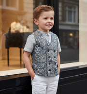 Vintage Floral Boys' Waistcoat Casual Green Flower Toddler Vest Ages 2-7Y XMAS