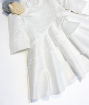 Girls princess White Jacquard Satin dress Elegant Multi-Layer Party Wear XMAS