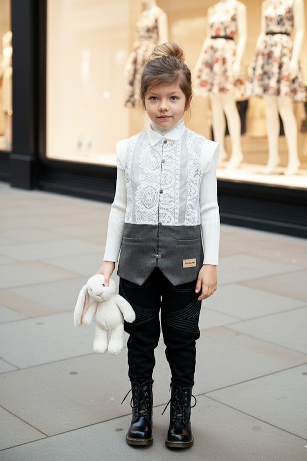 Girls Vintage Lace Vest Sleeveless long Cardigan 3-12Y holiday top all seasons