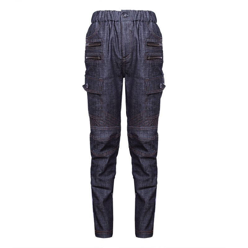Boys Stretch Denim Casual jeans navy Blue & Black Cotton Trousers (4–12Y) kids