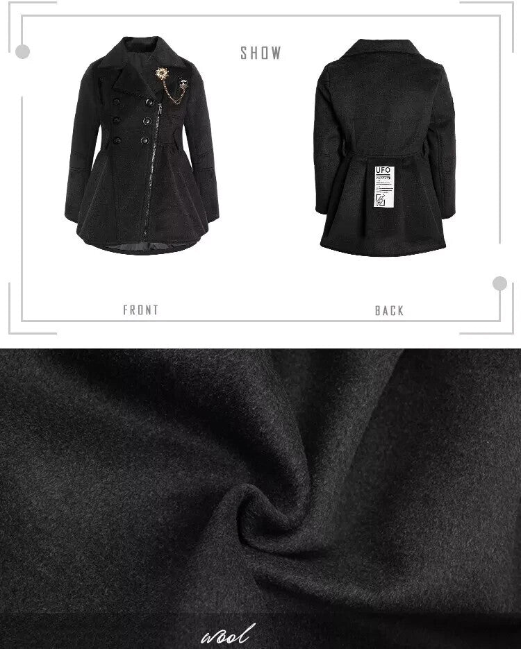 Girls Wool-Blend Winter Coat | Warm Long Plaid Jacket for Kids 3–5 Years | Soft