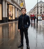 Boys Slim Fit Velvet Blazer 3-14Y False Two-Piece party Dinner Jacket Party Suit