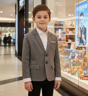 Boys grey Casual Blazer with Double Cuffs Short Suit Jacket 3–10 Y party XMAS