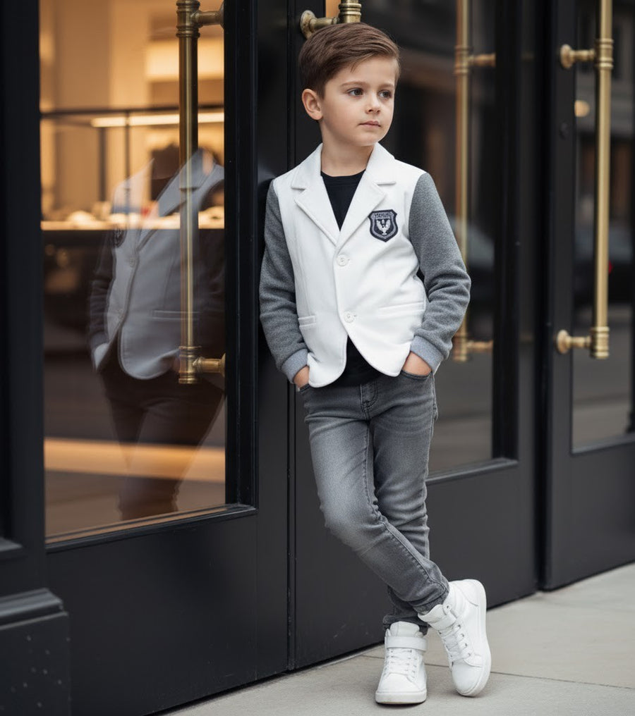 Boys Velvet Blazer Stylish Casual Short Jacket for Kids Toddler 3–7 Years Autumn