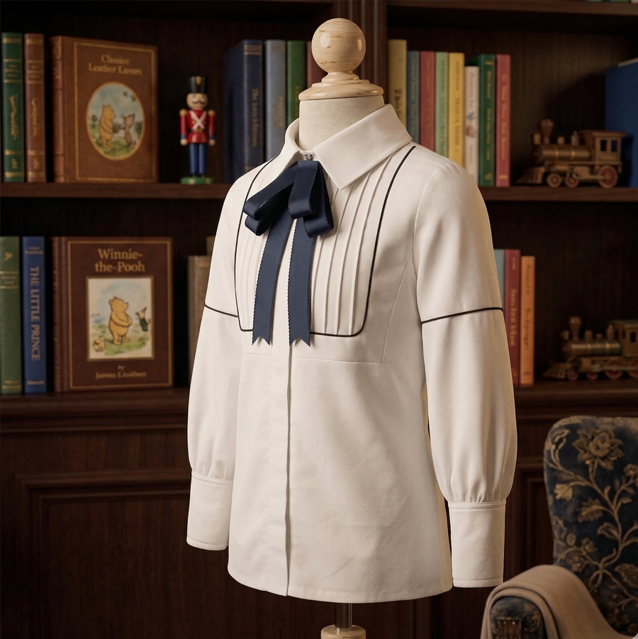 Vintage Cotton Bow Blouse for Girls (2–10 Years) | Elegant Flower Girl & Everyday Essential