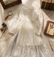 Girls Long White Lace Fairy Dress (2–4 Years) | Vintage Flower Girl & Princess Occasion Gown