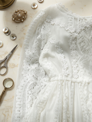 Girls Long White Lace Fairy Dress (2–4 Years) | Vintage Flower Girl & Princess Occasion Gown