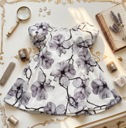 Girls Puff Sleeve Floral A-Line Dress (1–9 Years) | Vintage Princess Party & Occasion Dress