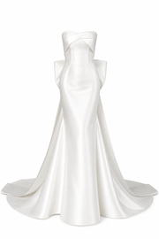 Sculpted Strapless Satin Gown - Minimalist Back Bow Mermaid Wedding Dress