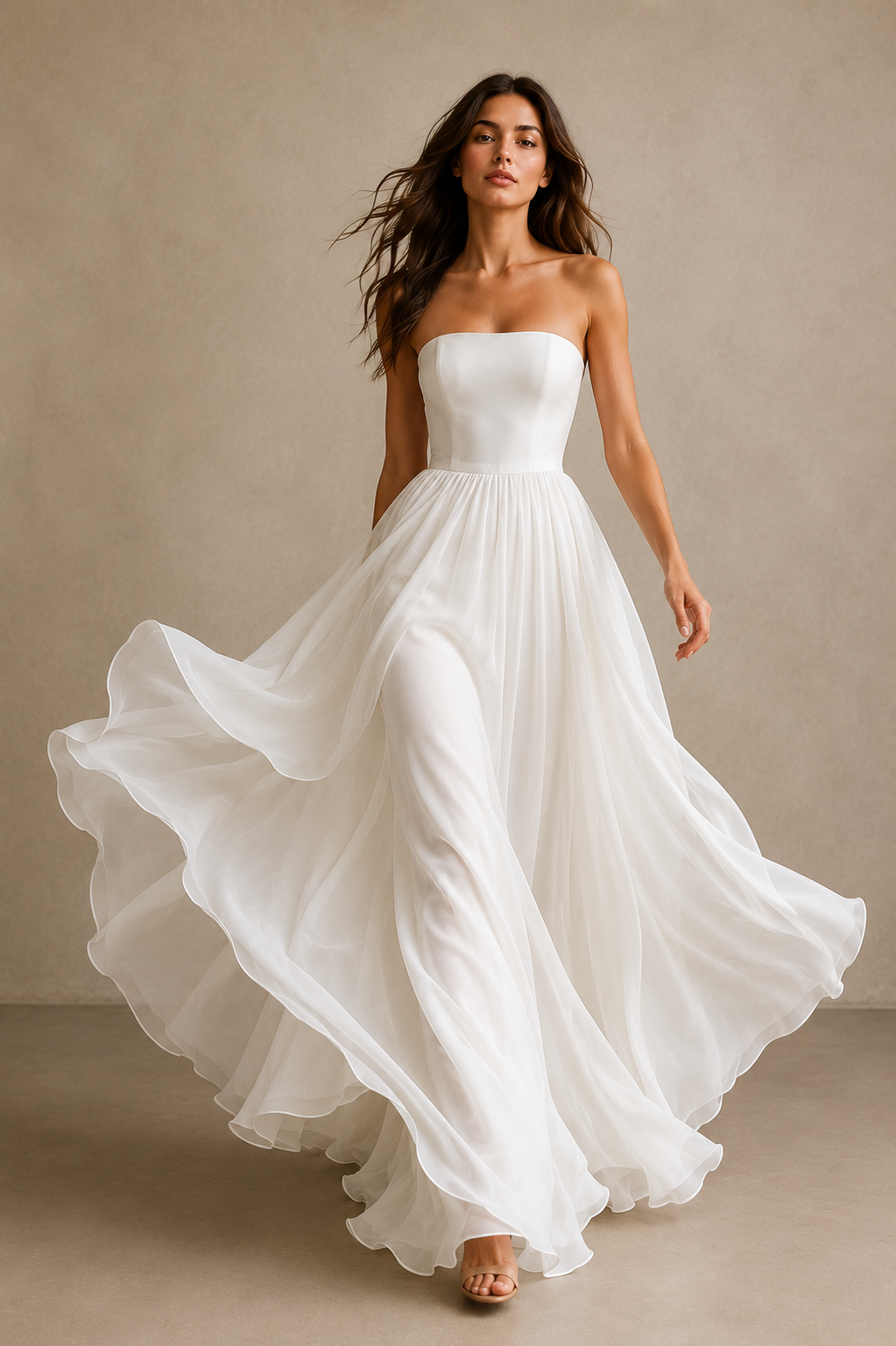 Celestia Whisper Backless Bridal Gown - Floating Chiffon Corset Wedding Dress