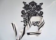 Vintage Lace & Satin Ribbon Set – Elegant Black Applique & Luxury Bow Making Kit for Weddings, Dresses & Gifts