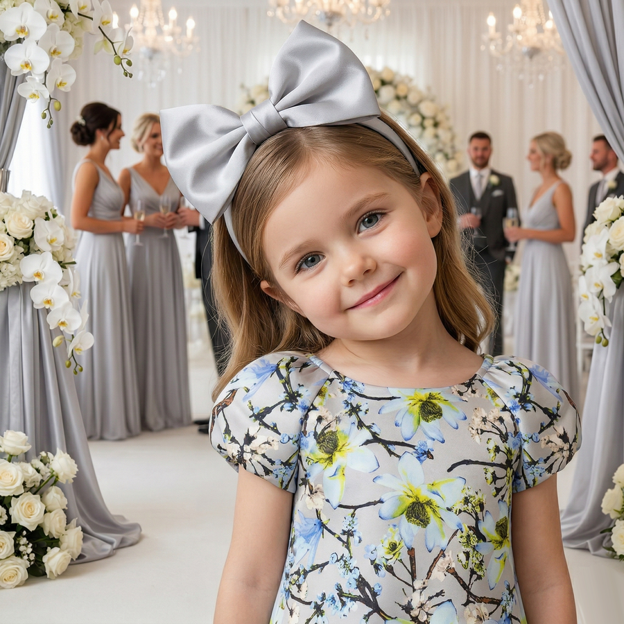 Girls Puff Sleeve Floral A-Line Dress (1–9 Years) | Vintage Princess Party & Occasion Dress