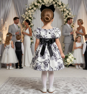 Girls Puff Sleeve Floral A-Line Dress (1–9 Years) | Vintage Princess Party & Occasion Dress