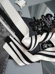 Vintage Lace & Satin Ribbon Set – Elegant Black Applique & Luxury Bow Making Kit for Weddings, Dresses & Gifts