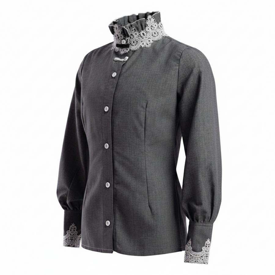 Kids Vintage Lace Cotton Shirt – Unisex Victorian Style Top for Flower Girl, Page Boy & Formal Occasions (Ages 3–12)