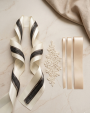 Ivory & Charcoal Satin Ribbon Styling Set-Effortless Elegance for Weddings, Gifts & Everyday Moments