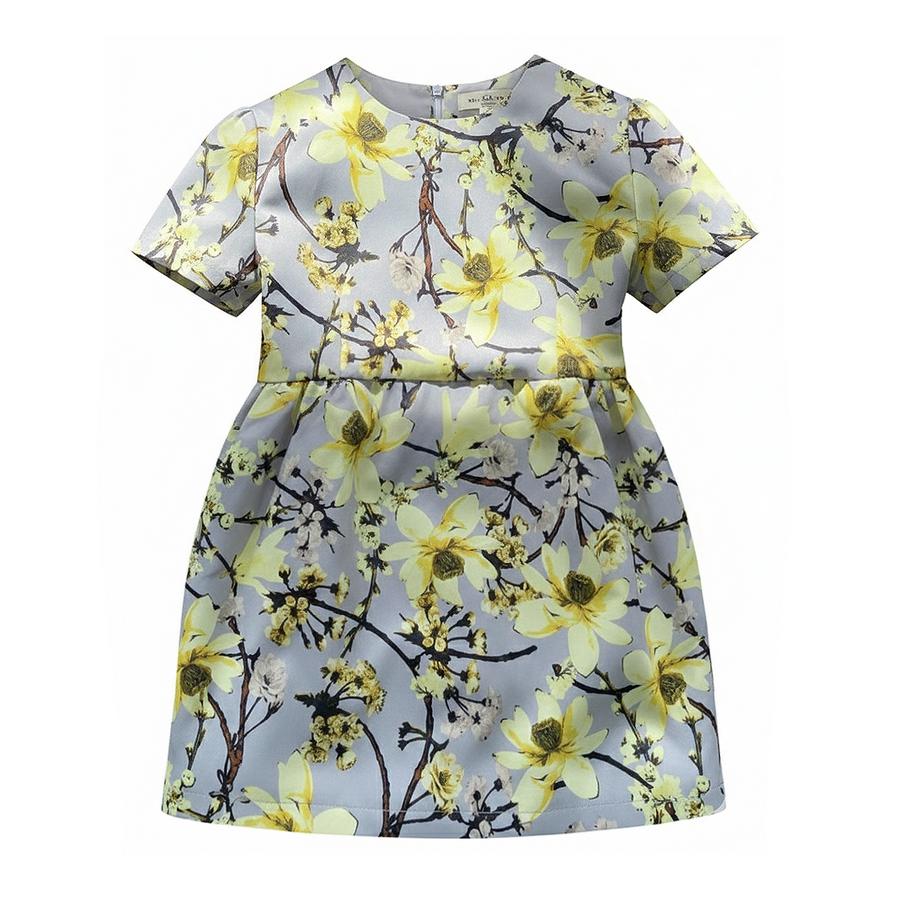 Girls Blue Floral Occasion Dress | Elegant A-Line Flower Girl Dress (3–10 Years)