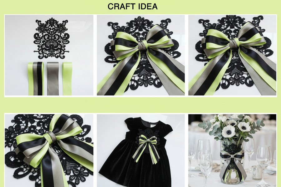 Elegant Lace & Satin Ribbon DIY Set – Romantic Accessory for Wedding & Occasion Styling