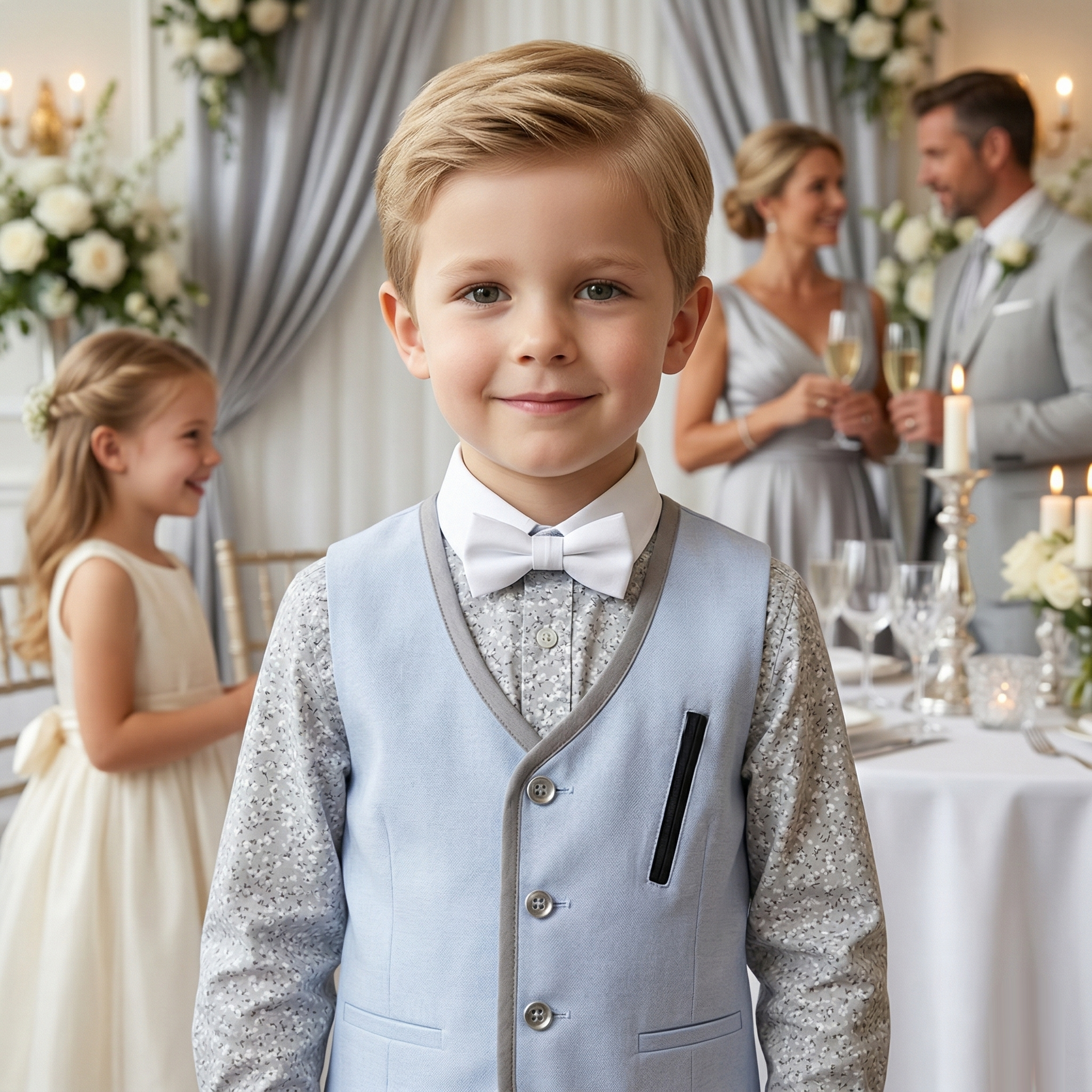 Boys Light Blue Cotton Waistcoat (3–7 Years) | Vintage Casual & Formal Vest