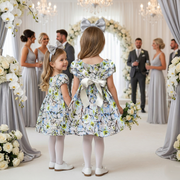 Girls Puff Sleeve Floral A-Line Dress (1–9 Years) | Vintage Princess Party & Occasion Dress