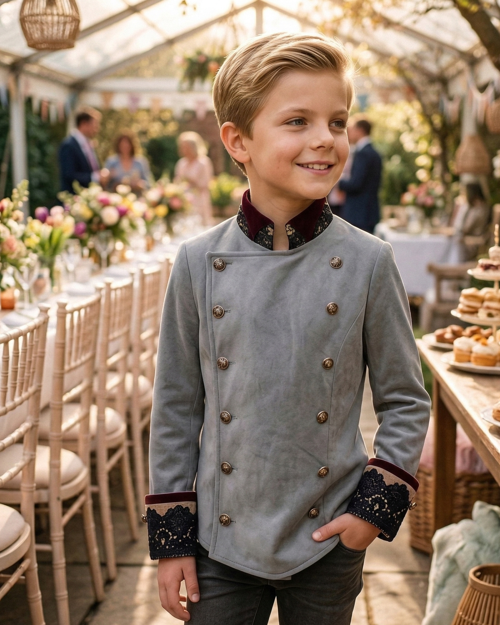 Boys Velvet Tails Tuxedo Blazer 3-12Y Slim Fit Formal party Jacket christmasBoys Velvet Tailcoat Tuxedo Blazer (3–12 Years) | Vintage Military Style Page Boy Jacket