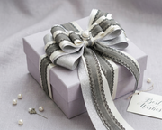 Layered Satin Ribbon Set with Decorative Trim in Silver and Ivory – Refined Styling Detail