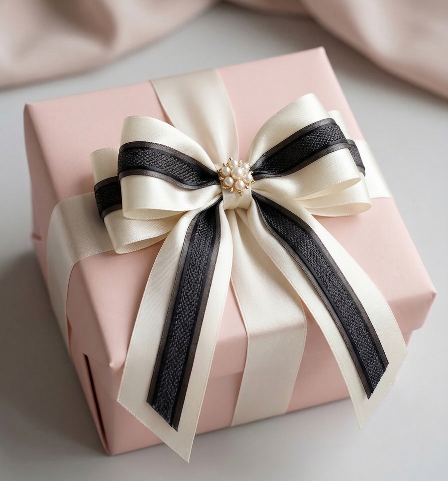 Ivory & Charcoal Satin Ribbon Styling Set-Effortless Elegance for Weddings, Gifts & Everyday Moments