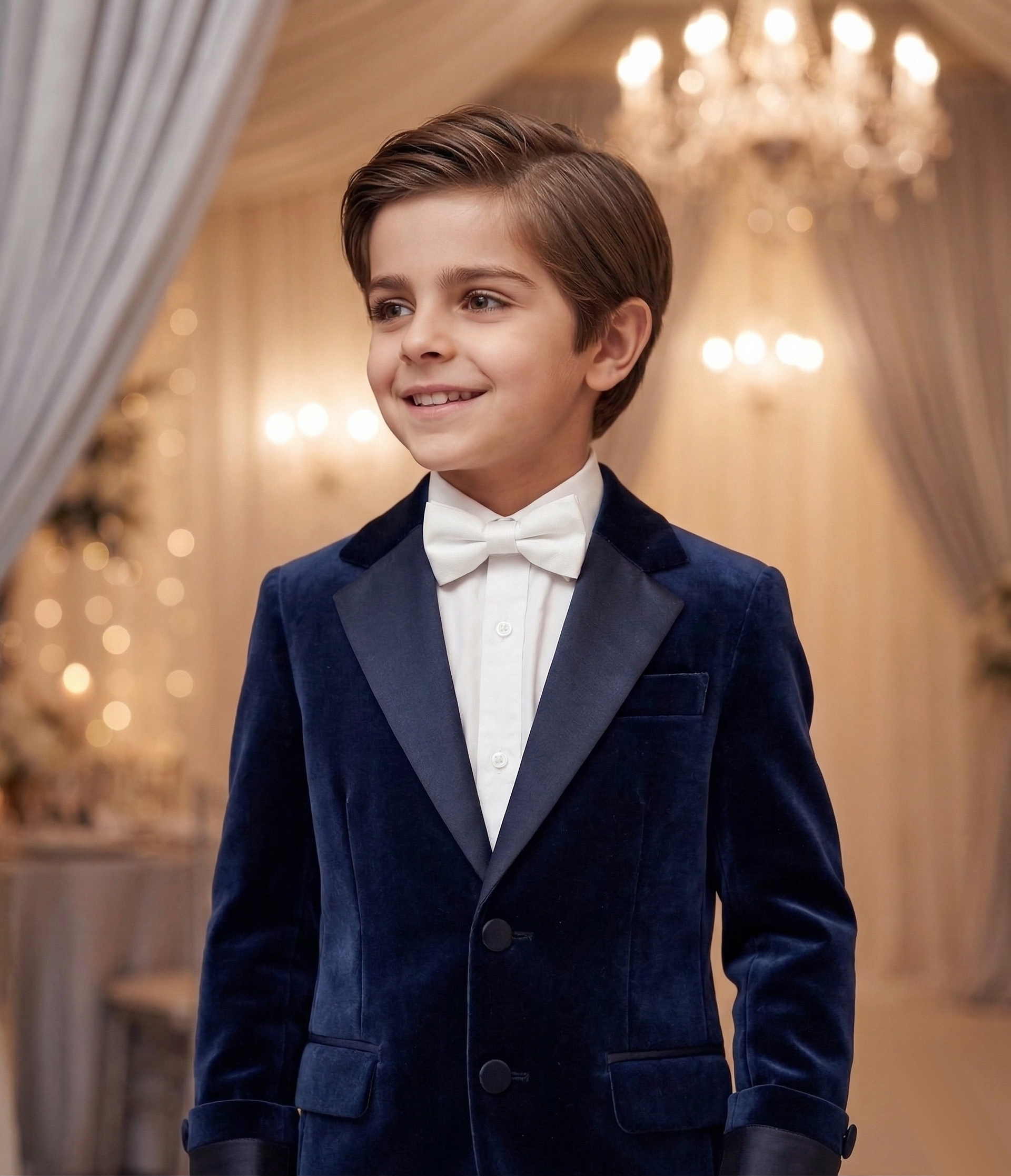 Navy Velvet Blazer for Boys – A Refined Statement Jacket for Occasions & Everyday Elegance (Ages 6–9)