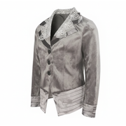 Girls Silver Grey Velvet Blazer with Lace Collar – Vintage Princess Jacket for Weddings, Parties & Formal Wear (Ages 3–10)
