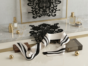 Vintage Lace & Satin Ribbon Set – Elegant Black Applique & Luxury Bow Making Kit for Weddings, Dresses & Gifts