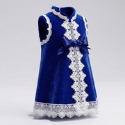 Girls Wool Blend A-Line Dress – Sleeveless Vintage Princess Party & Flower Girl Dress for Autumn & Winter (Ages 2–8)