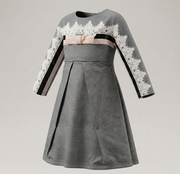 Girls Vintage Lace Dress with 3/4 Sleeves – Elegant A-Line Party & Flower Girl Dress for Weddings & Occasions (Ages 3–9)