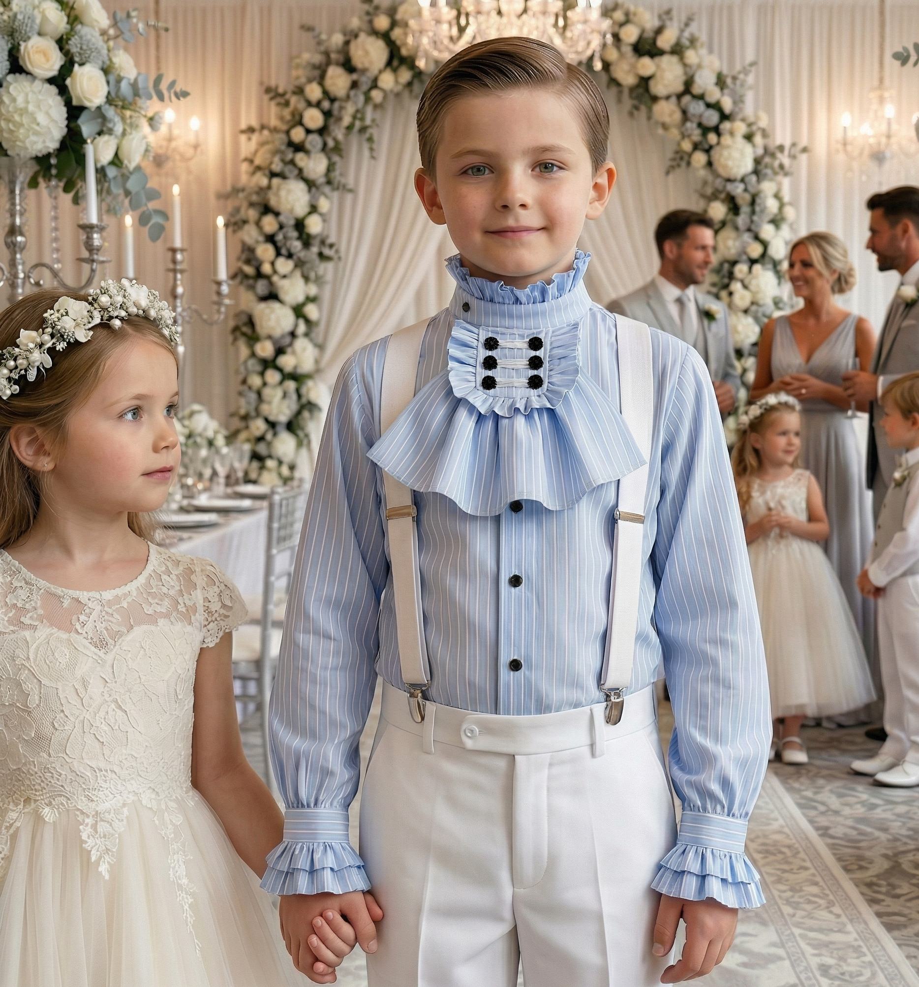 Boys Vintage Light Blue Shirt with Removable Collar (4–14 Years) | Smart Casual & Formal Top