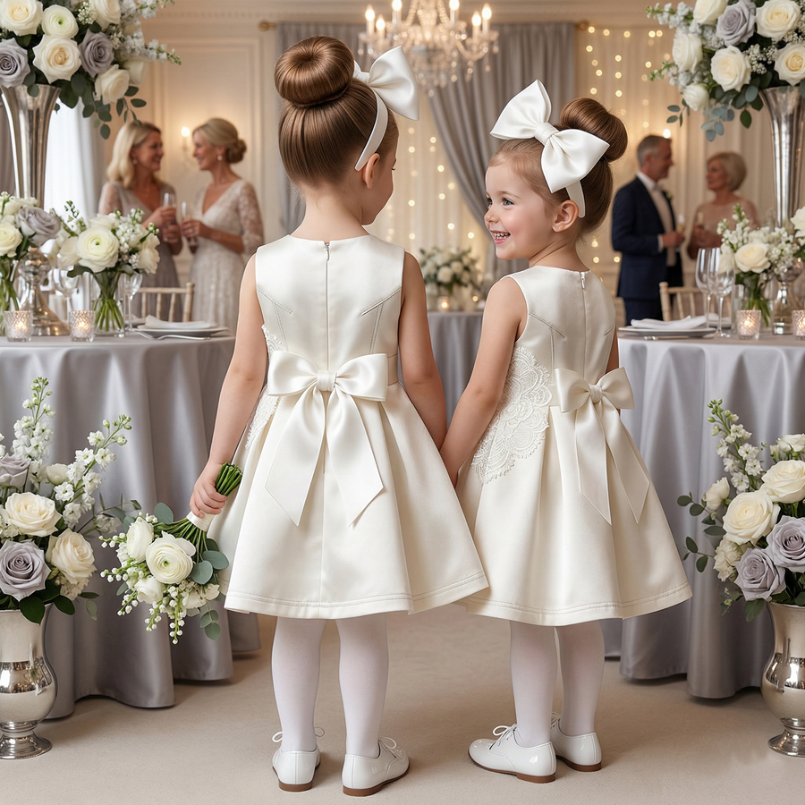 Gilrs princess festival Luxury Beige Lace Dress VintageToddler Party Outfit XmasLuxury Girls Ivory Lace Flower Girl Dress – Vintage Princess Party & Wedding Dress for Toddler (Ages 2–7)