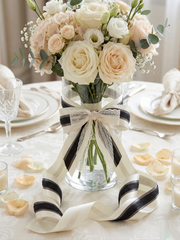 Ivory & Charcoal Satin Ribbon Styling Set-Effortless Elegance for Weddings, Gifts & Everyday Moments