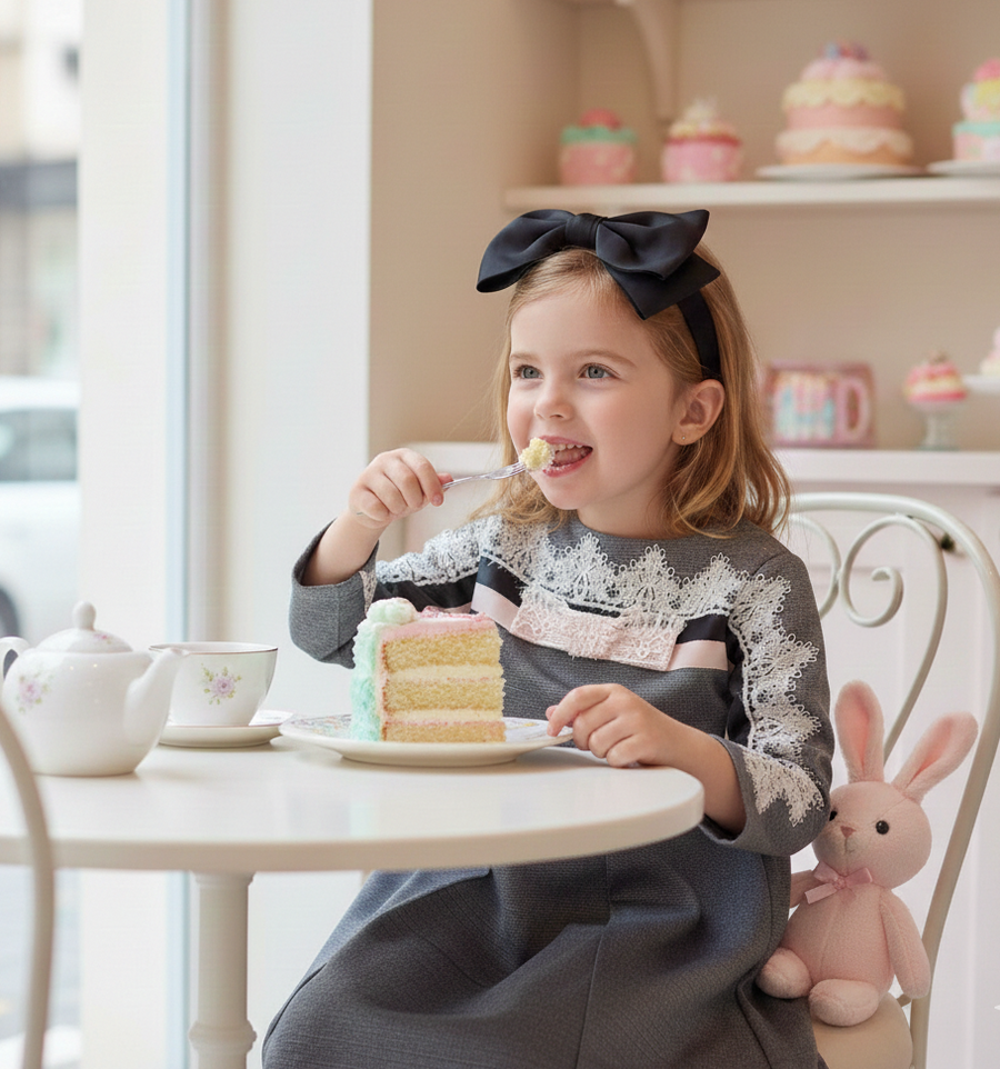 Girls Vintage Lace Dress with 3/4 Sleeves – Elegant A-Line Party & Flower Girl Dress for Weddings & Occasions (Ages 3–9)