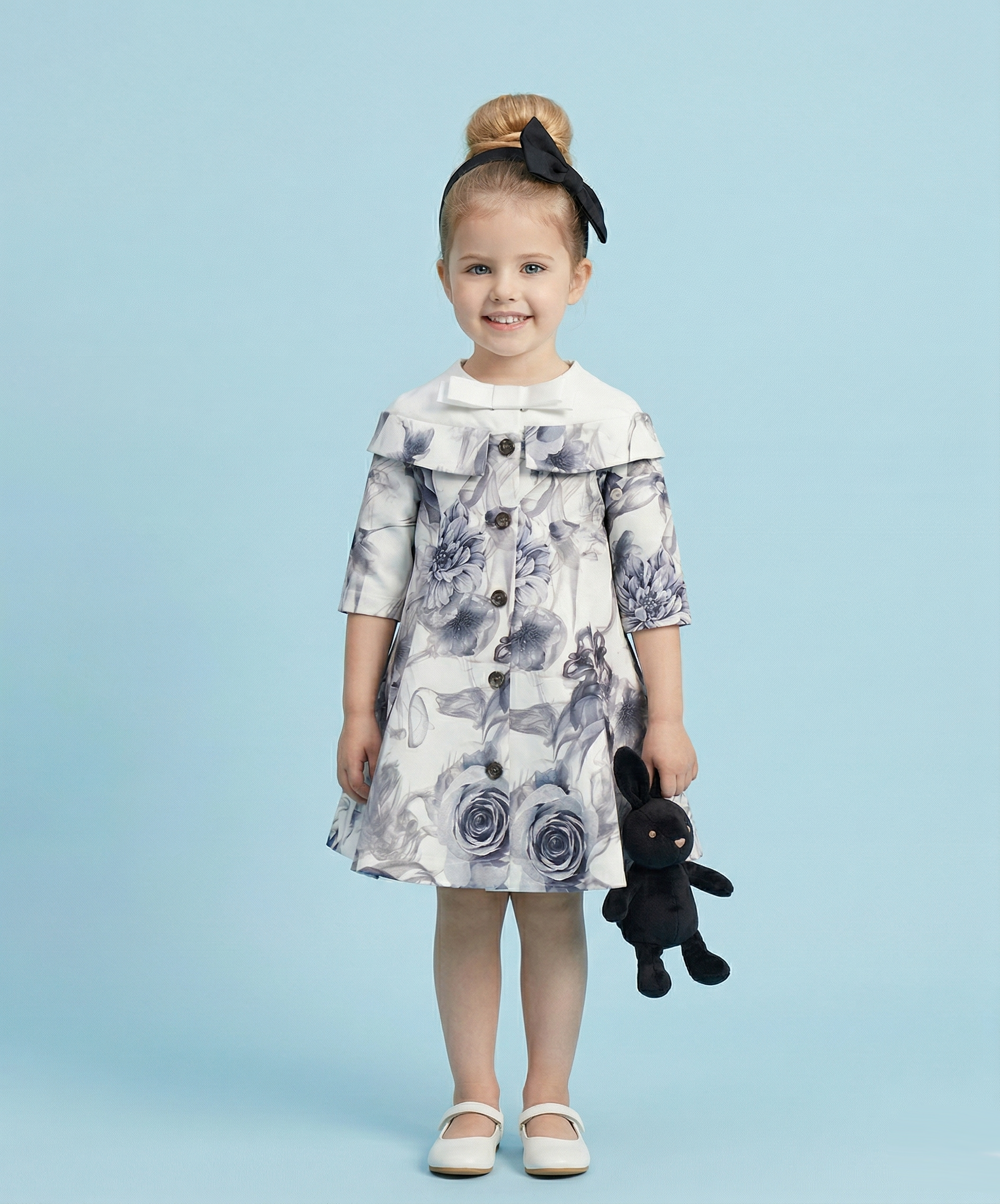 Grey Floral Off-Shoulder Dress for Girls || A refined party style for celebrations and everyday elegance