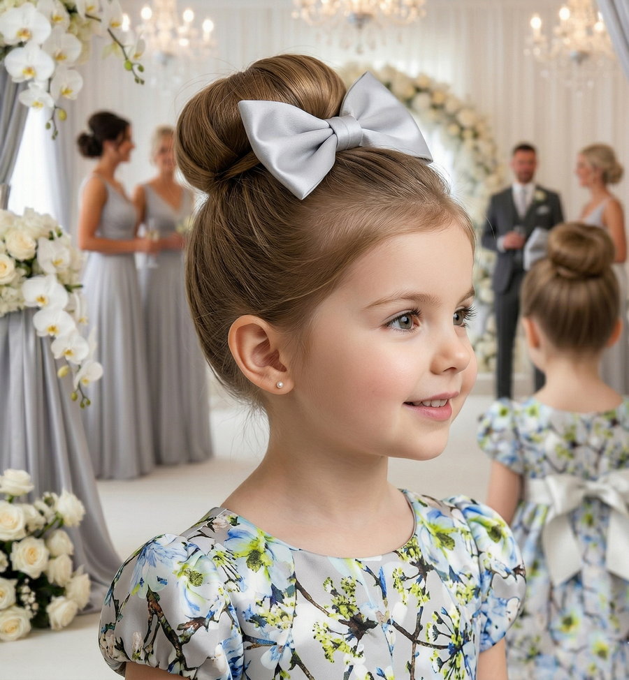 Girls Puff Sleeve Floral A-Line Dress (1–9 Years) | Vintage Princess Party & Occasion Dress