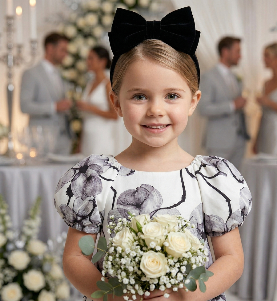 Girls Puff Sleeve Floral A-Line Dress (1–9 Years) | Vintage Princess Party & Occasion Dress