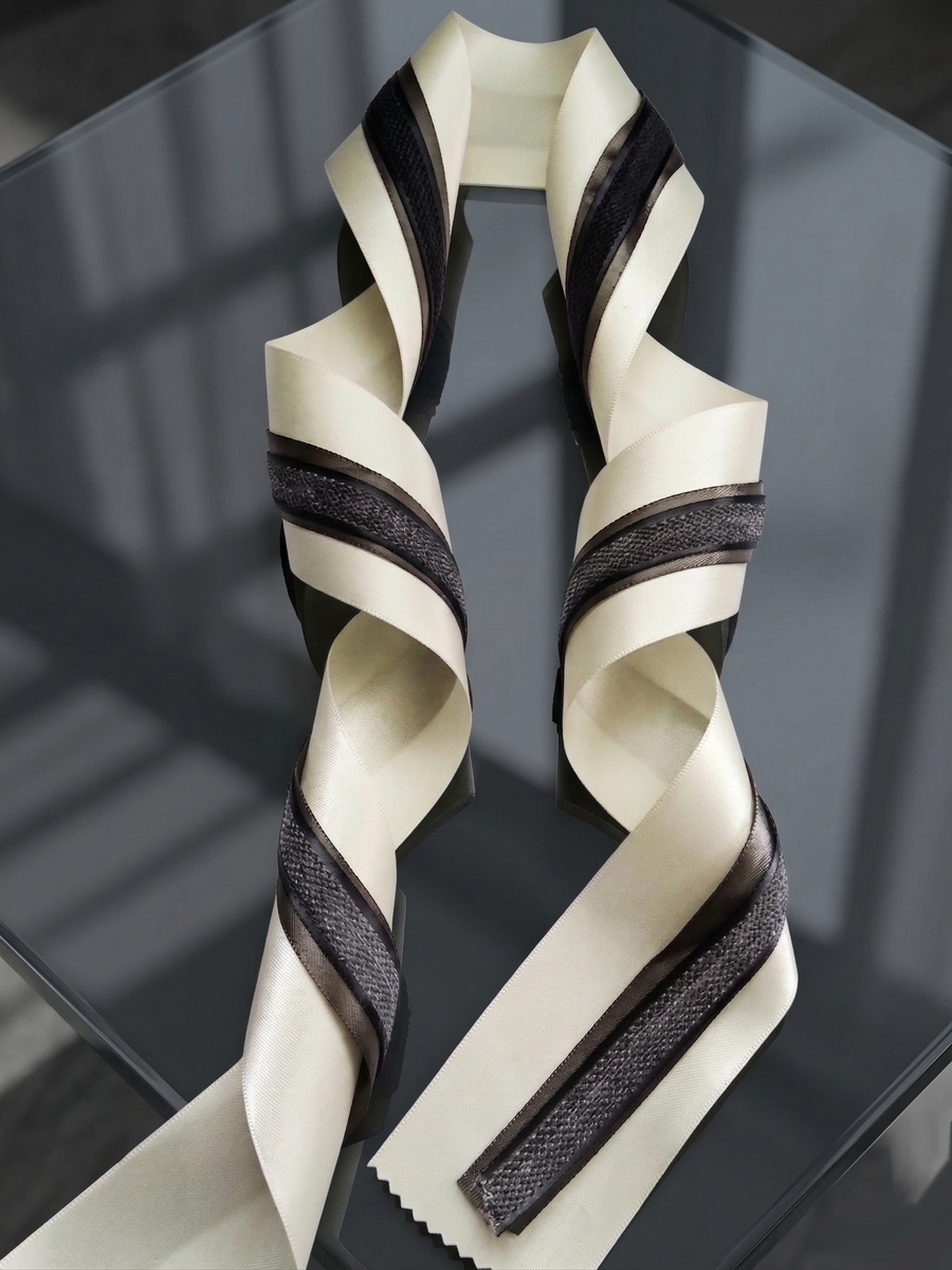 Ivory & Charcoal Satin Ribbon Styling Set-Effortless Elegance for Weddings, Gifts & Everyday Moments