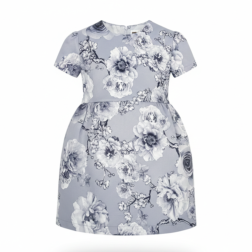 Girls Blue Floral Occasion Dress | Elegant A-Line Flower Girl Dress (3–10 Years)