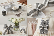 Layered Satin Ribbon Set with Decorative Trim in Silver and Ivory – Refined Styling Detail