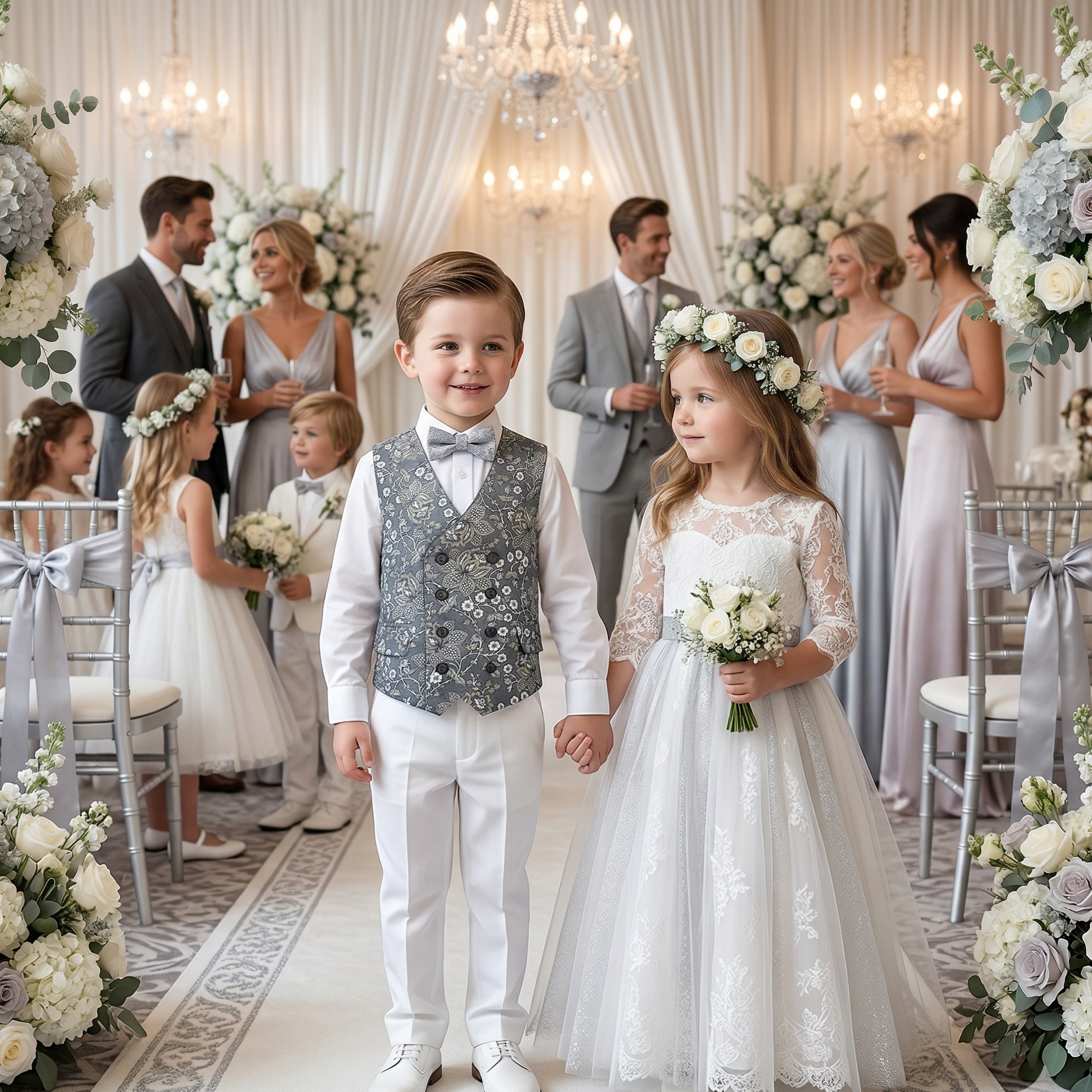 Boys Vintage Floral Waistcoat (2–7 Years) | Green Casual & Formal Toddler Vest