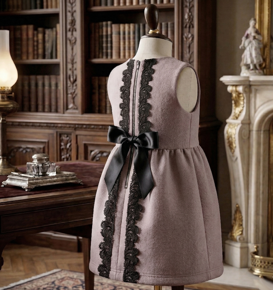 Girls Vintage Wool Vest Dress (2–10 Years) | Minimalist Flower Girl Baby Doll Mini Dress