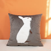 Bunny Embroidered Cushion Cover - Soft Nordic Charm for Home Interiors