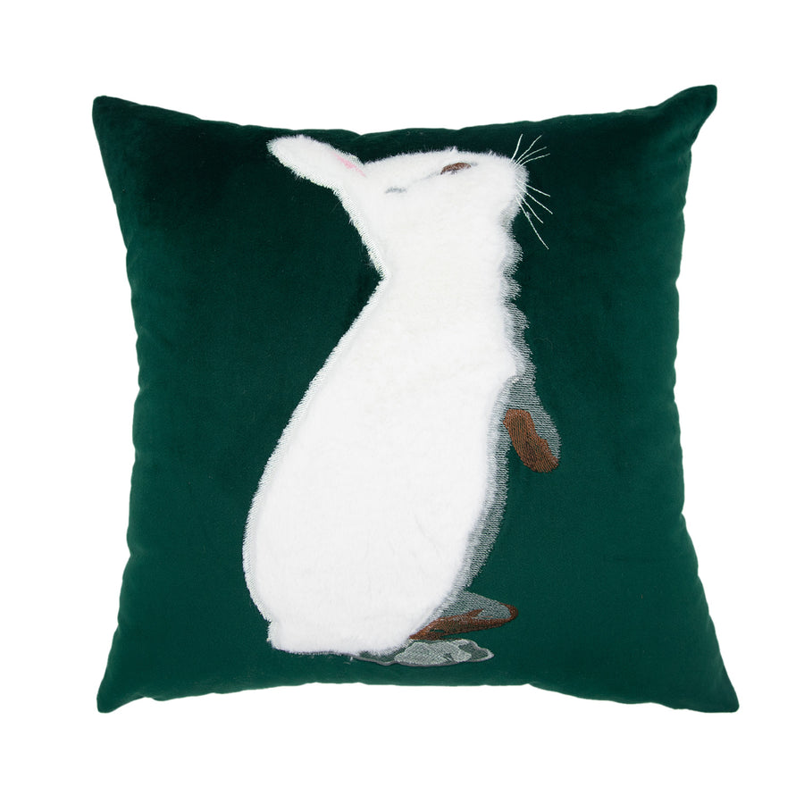 Bunny Embroidered Cushion Cover - Soft Nordic Charm for Home Interiors